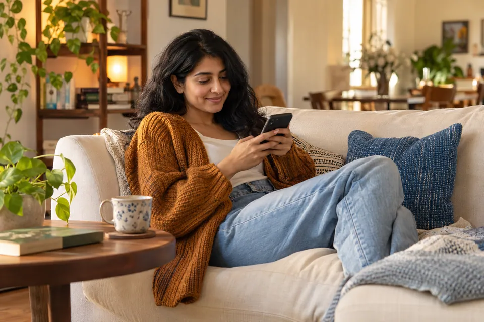 Using a phone comfortably at home